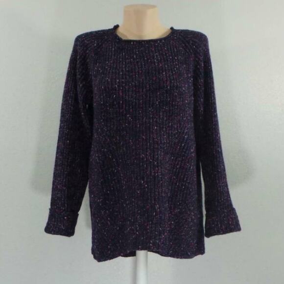 Style & Co Ribbed Sweater Confetti Blue Pink Plus 0X Crew Neck Long Sleeves Knit - Picture 1 of 7